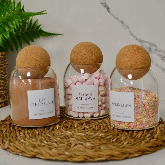 3 Glass Jar with Ball Cork Set