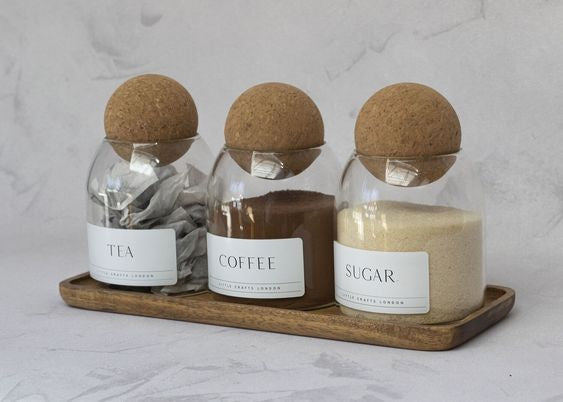 3 Glass Jar with Ball Cork Set