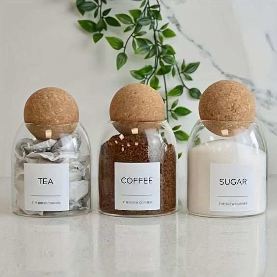 3 Glass Jar with Ball Cork Set